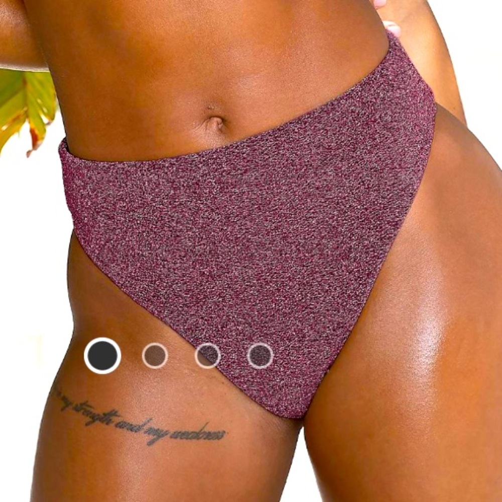 Wolf & Whistle x Malaika Terry bikini bottom metallic pink glitter NWT